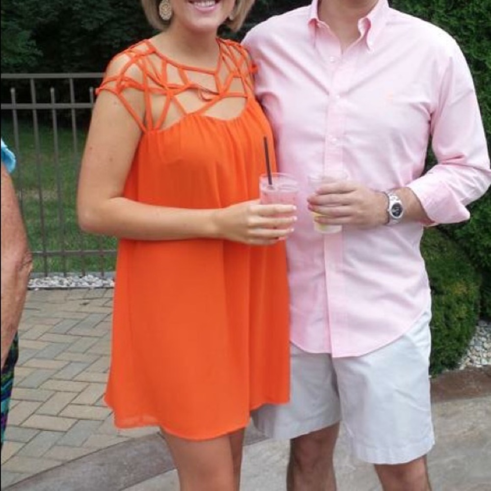 Orange Cage Neck Dress